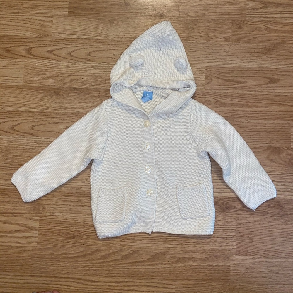 Baby Gap Bear Ear Hooded Sweater Cream